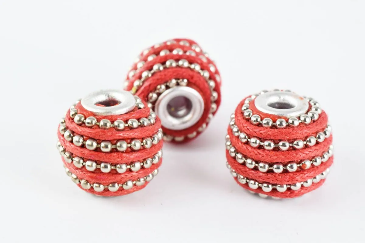 14x13mm Indonesian Clay Beads Handmade Beads 6 PCs, Bohemian Bali Style Jewelry Making Decorative Round Beads