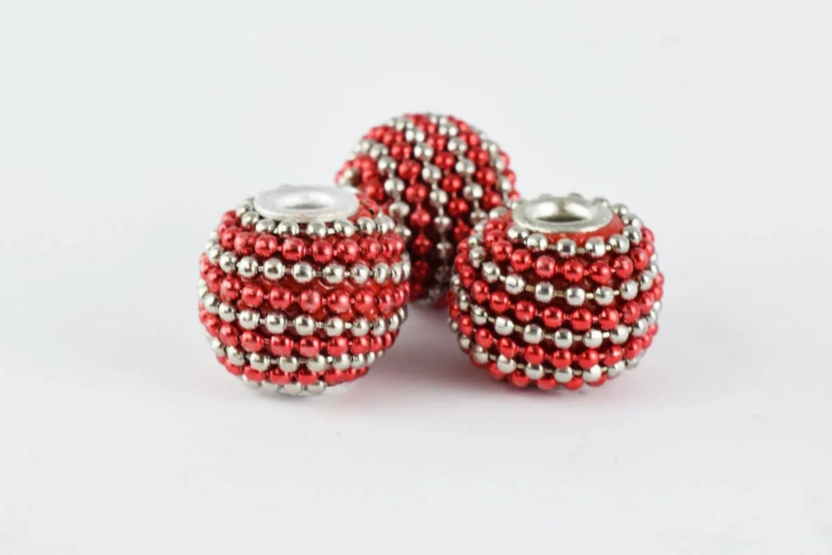 15x13mm Indonesian Clay Beads Handmade Beads 6 PCs, Bohemian Bali Style Jewelry Making Decorative Round Beads