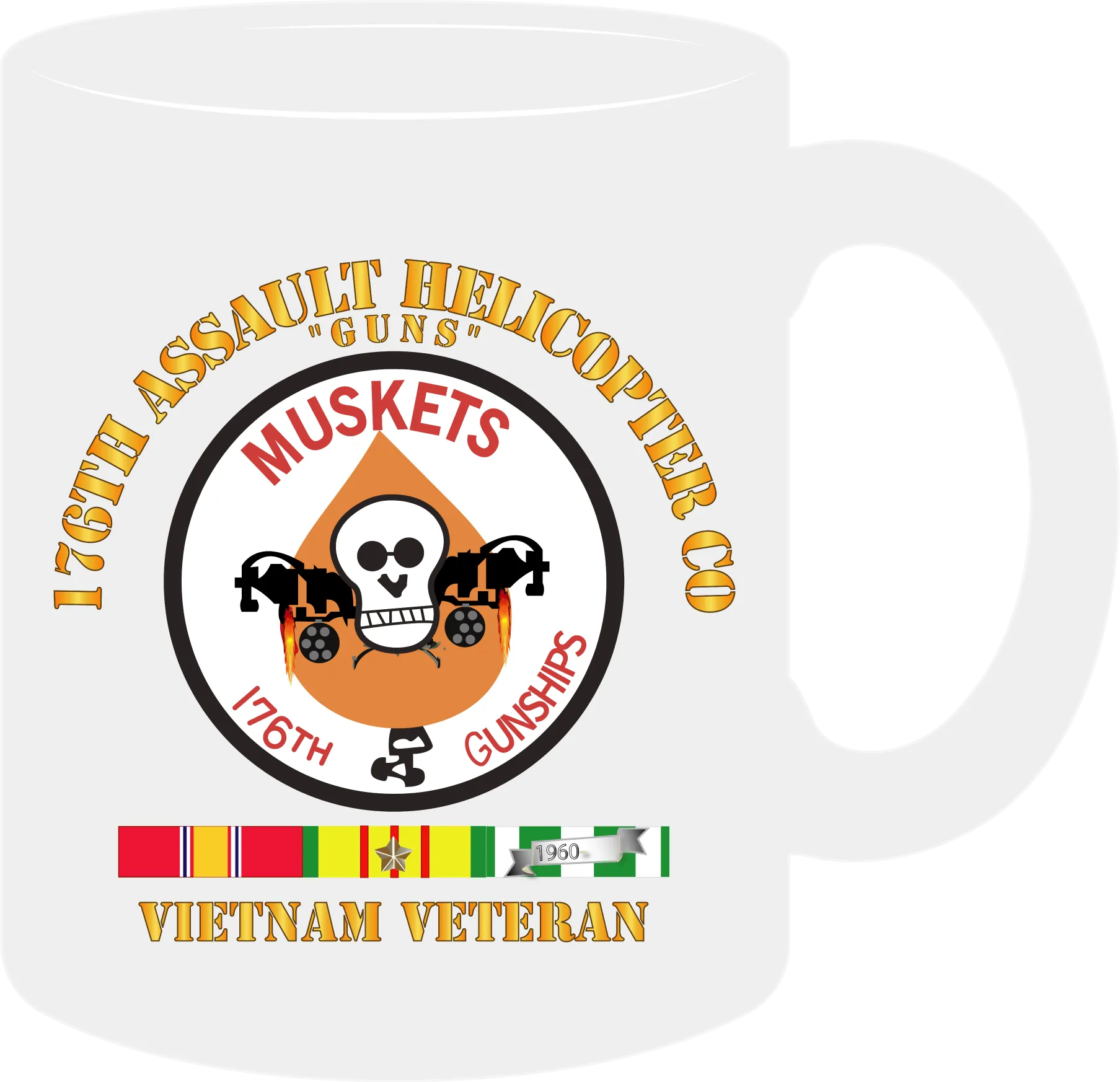 176th Gunships (Muskets) - Guns - Vietnam Vet with Service Ribbons - Mug