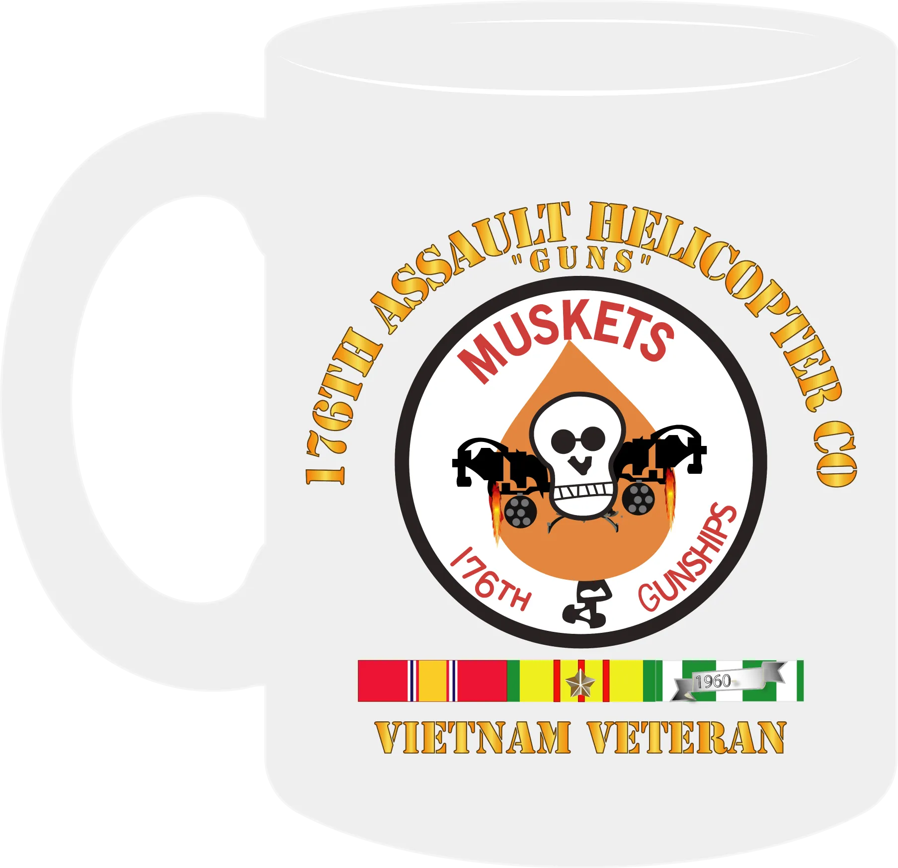 176th Gunships (Muskets) - Guns - Vietnam Vet with Service Ribbons - Mug