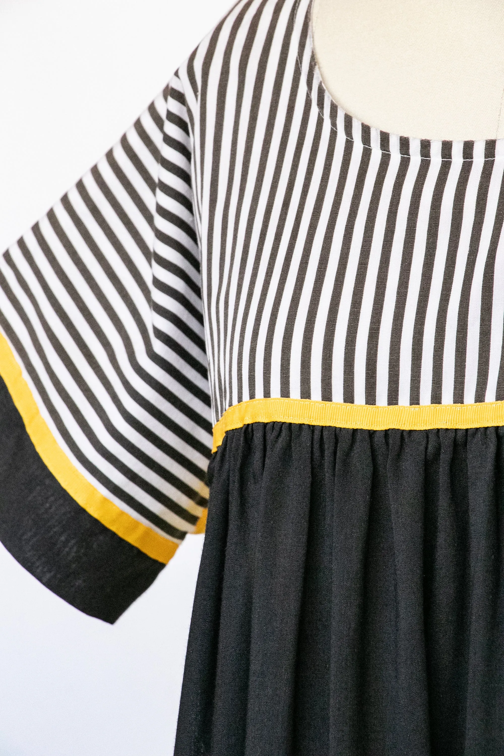 1980s Tent Dress Cotton Stripe Caftan M