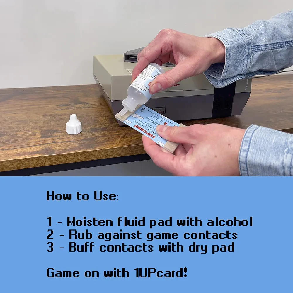 1UPcard™ Video Game Cartridge Cleaning Kit - 3 Pack with Fluid