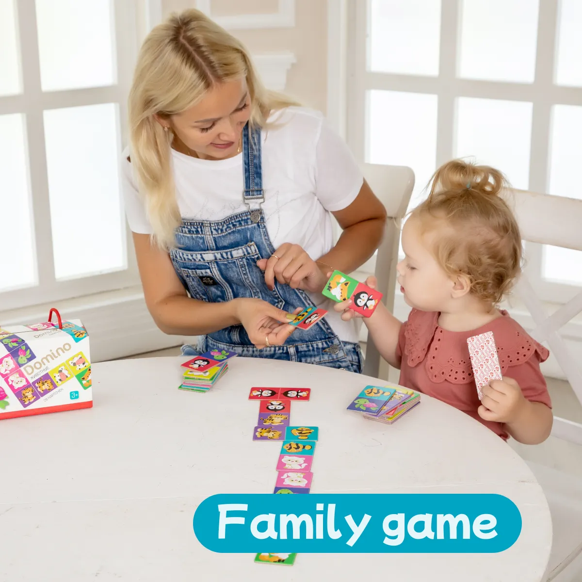 28pcs Domino Board Game for Girls - Educational & Fun for 3-Year-Olds - Bright, Colourful Chips