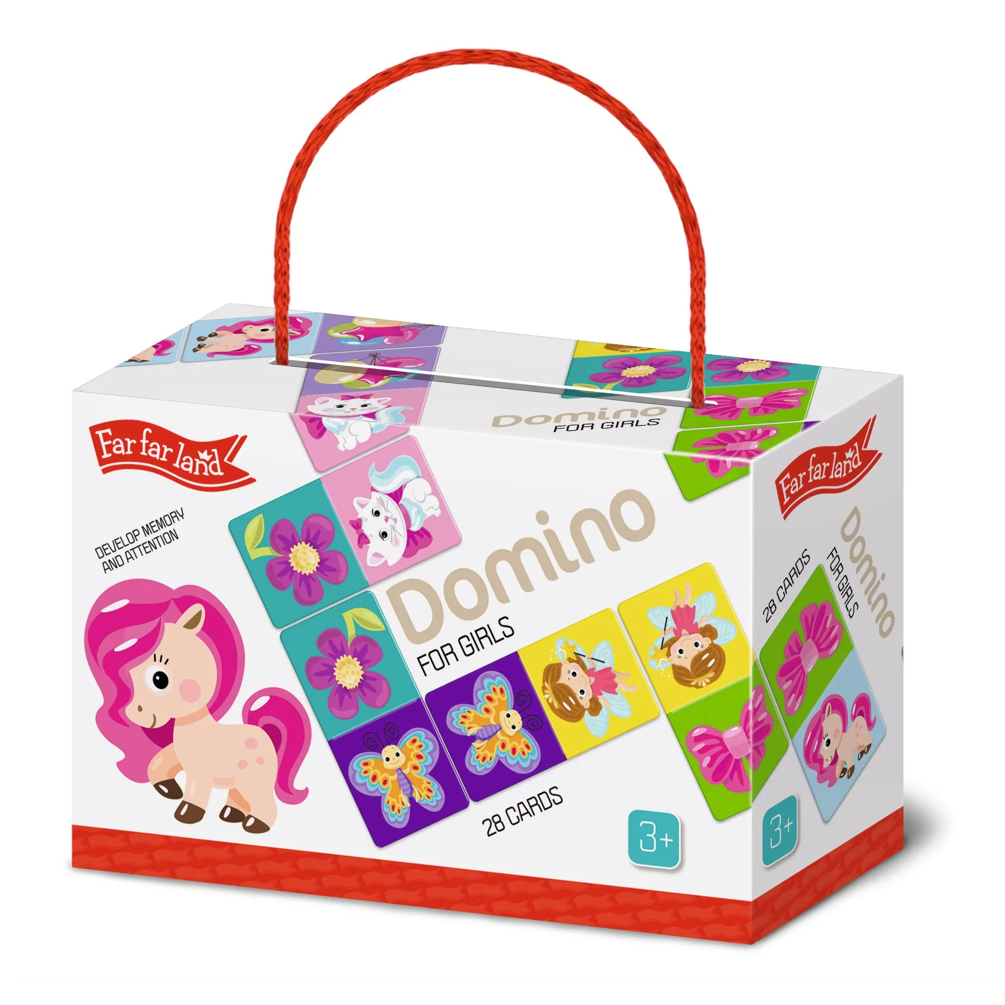 28pcs Domino Board Game for Girls - Educational & Fun for 3-Year-Olds - Bright, Colourful Chips