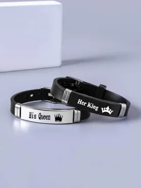 2pcs Men Letter Decor Bracelet