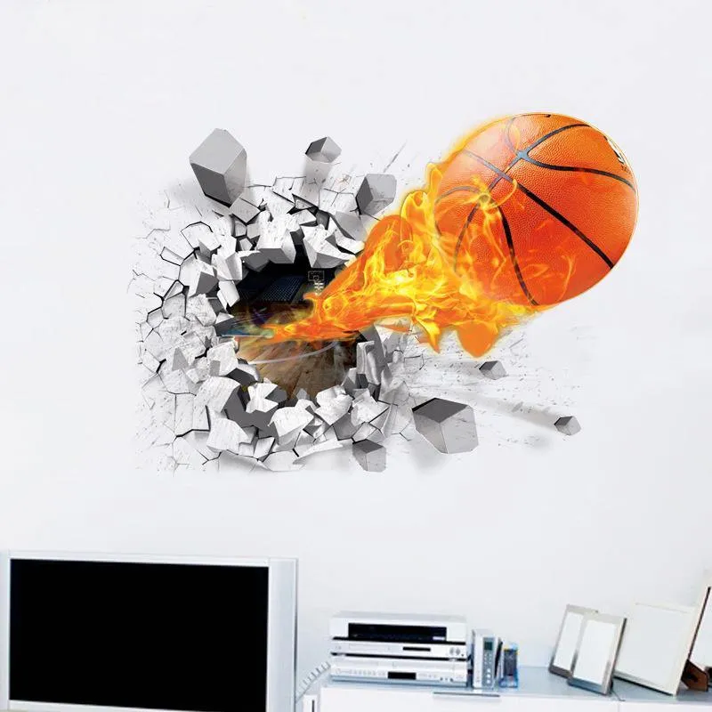 3D basketball flat wall sticker