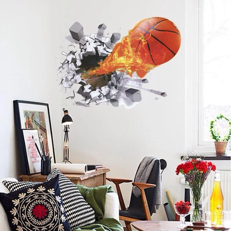 3D basketball flat wall sticker