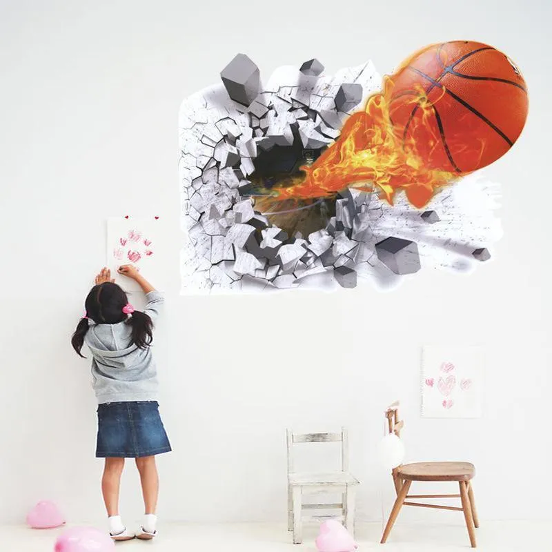 3D basketball flat wall sticker