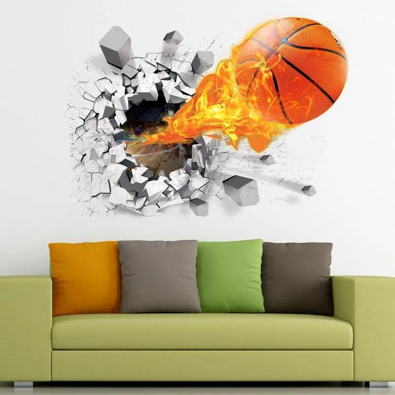 3D basketball flat wall sticker