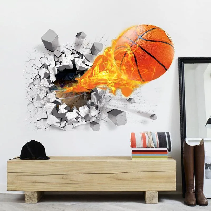 3D basketball flat wall sticker