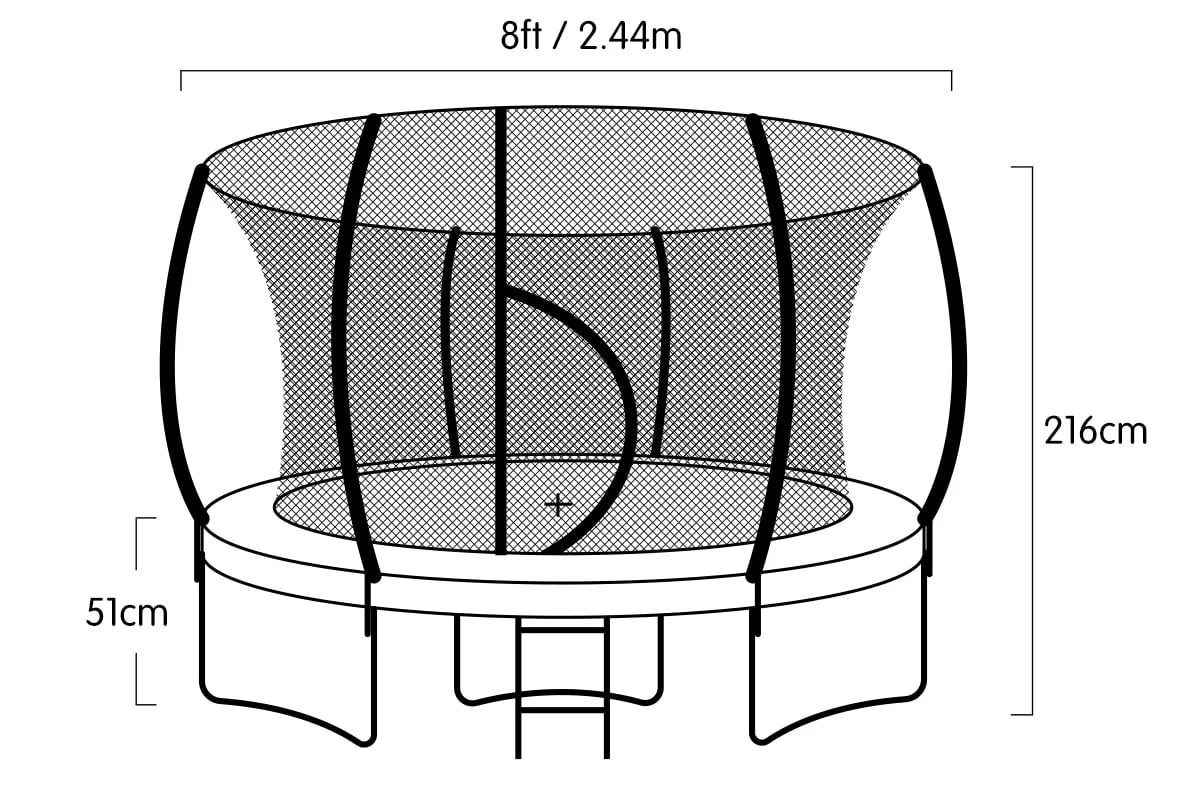 8ft Trampoline with Safety Net, Ladder & Basketball Set - Kahuna