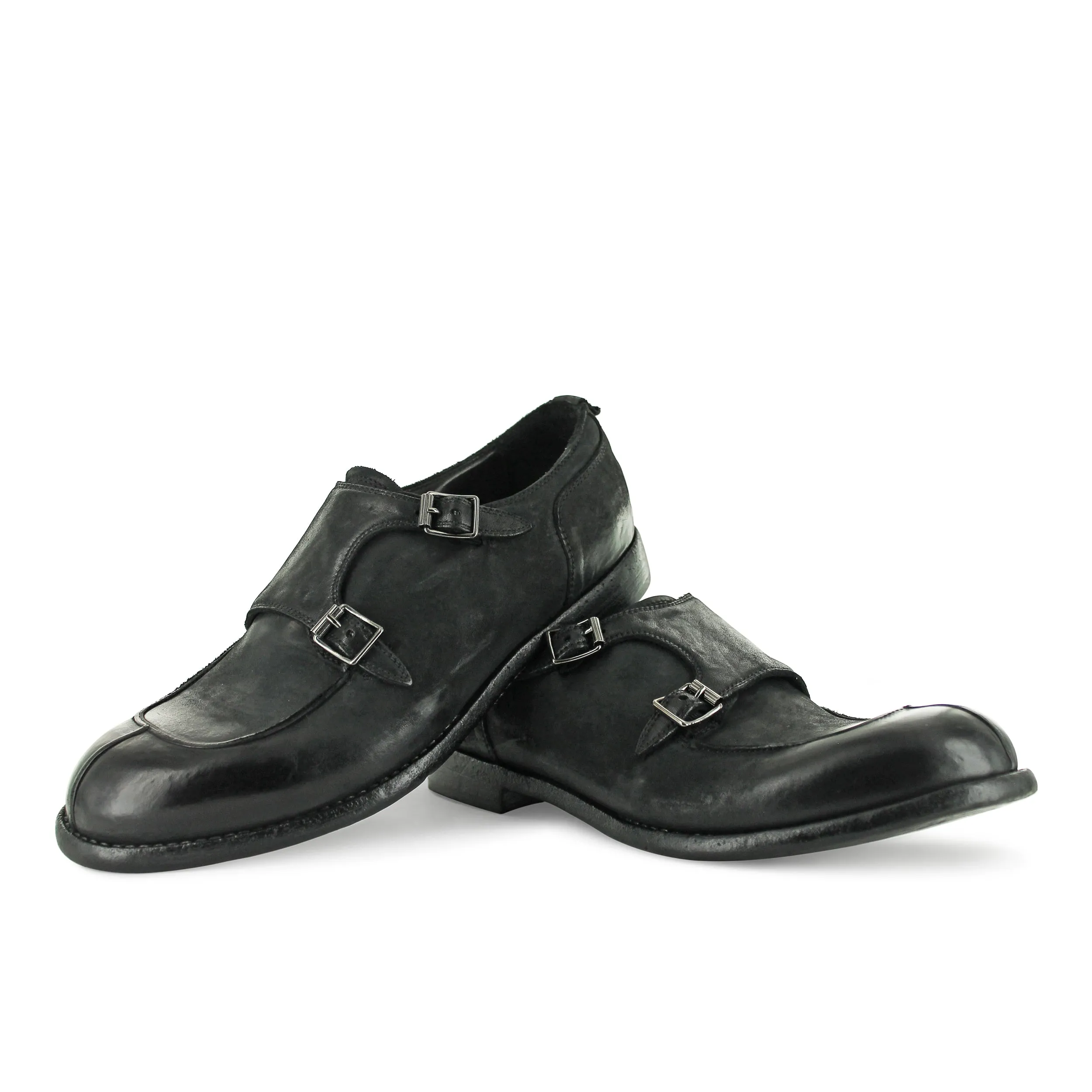 AA03A - Black Nubuck Double Monk