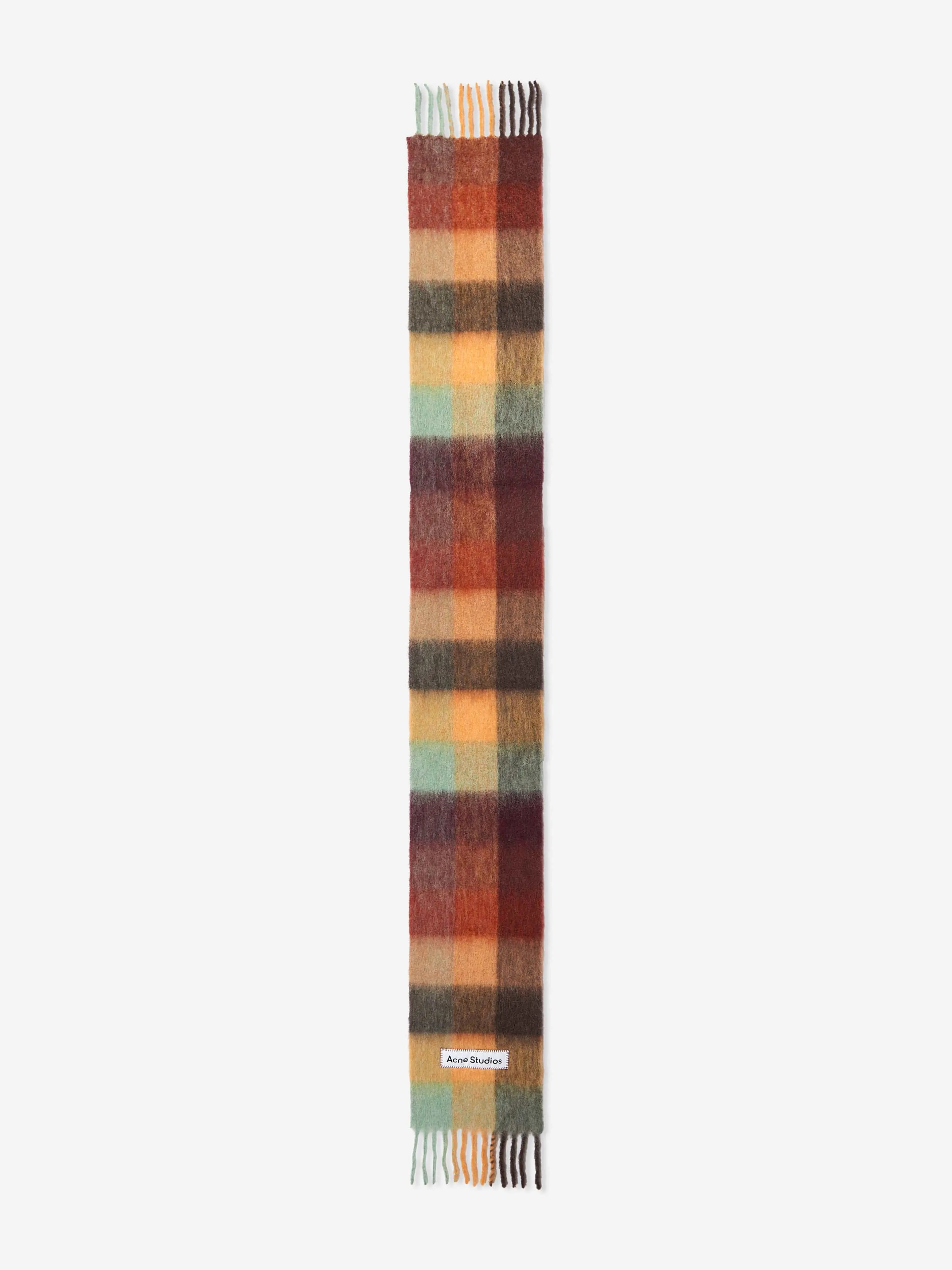 Acne Studios Kids Mohair Checked Scarf in Brown (250 CM)