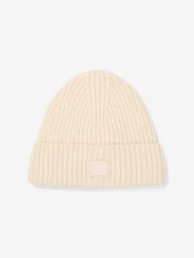 Acne Studios Kids Wool Knitted Beanie Hat in Beige