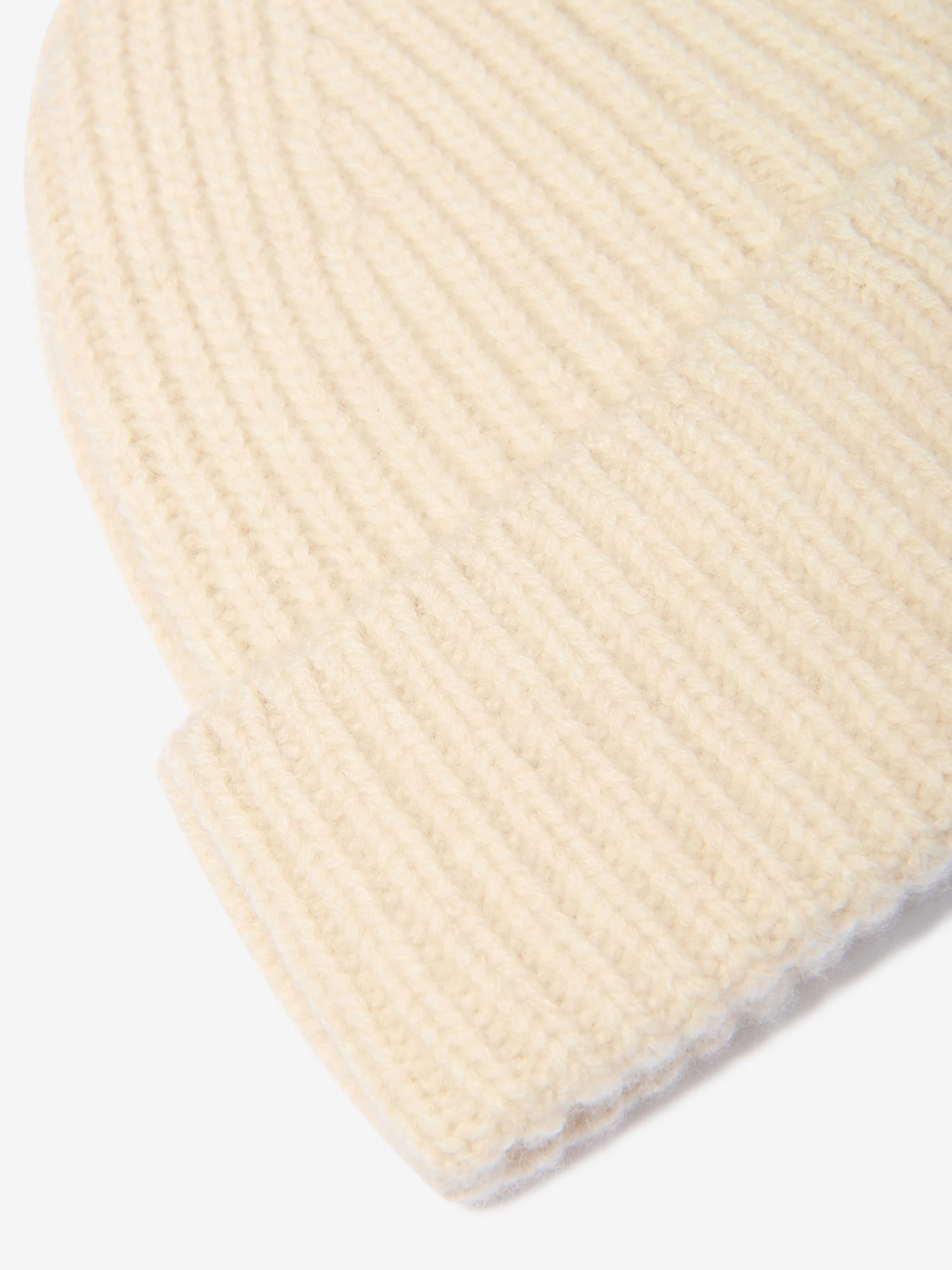 Acne Studios Kids Wool Knitted Beanie Hat in Beige