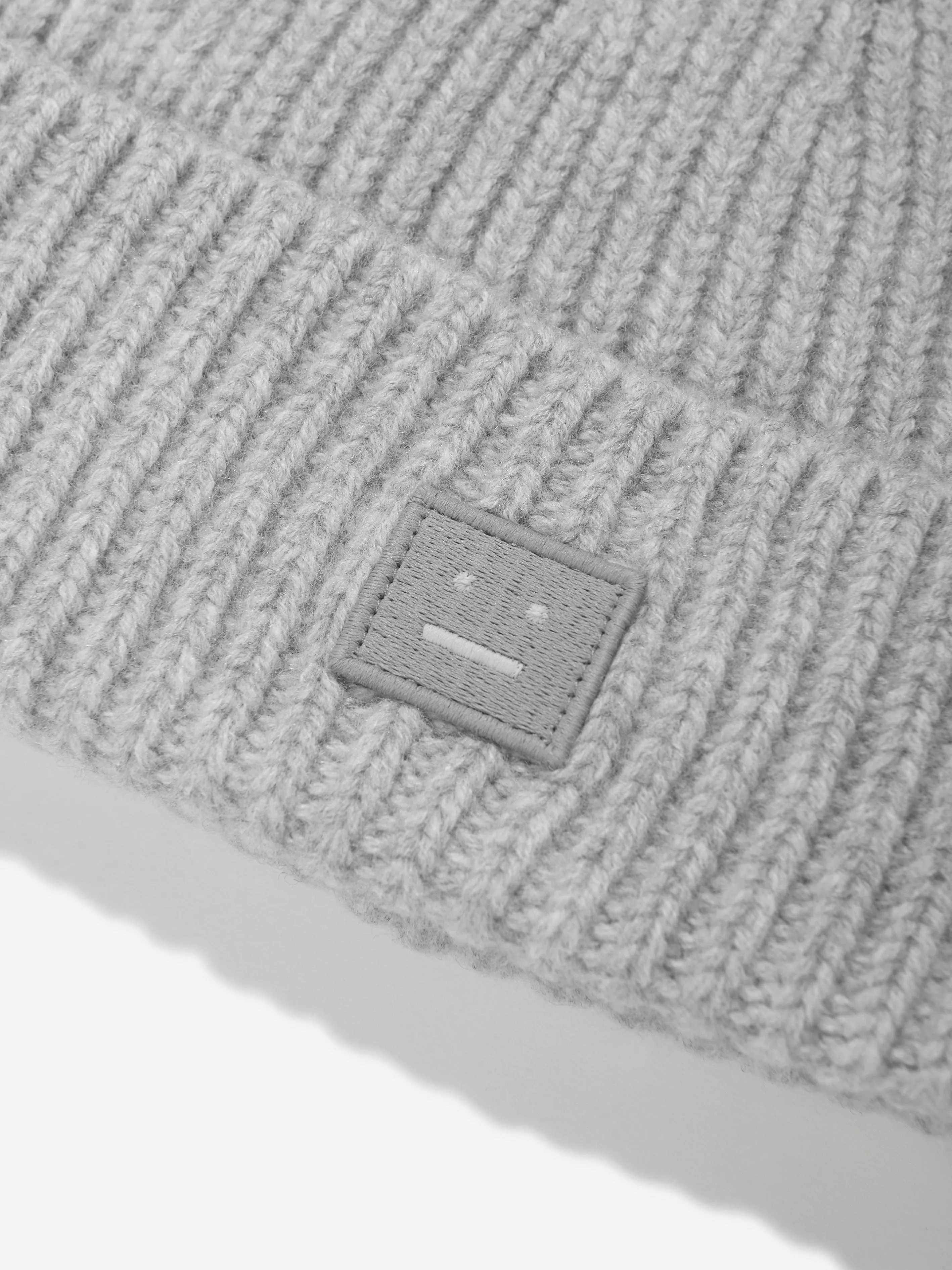 Acne Studios Kids Wool Knitted Beanie Hat in Grey