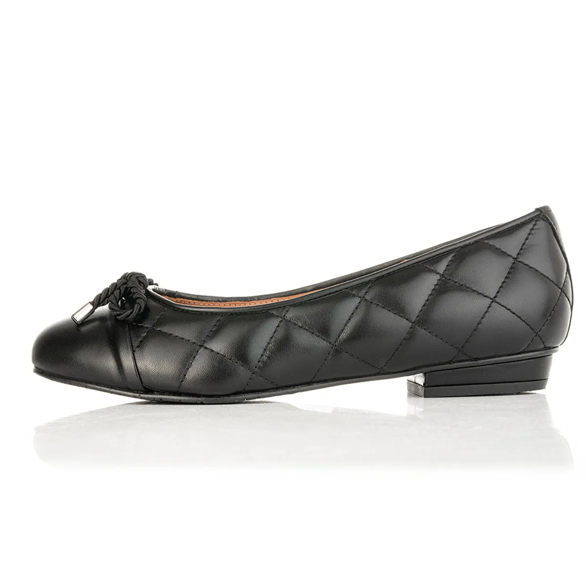 Alice Wide Fit Ballet Flats - Black Quilted Leather