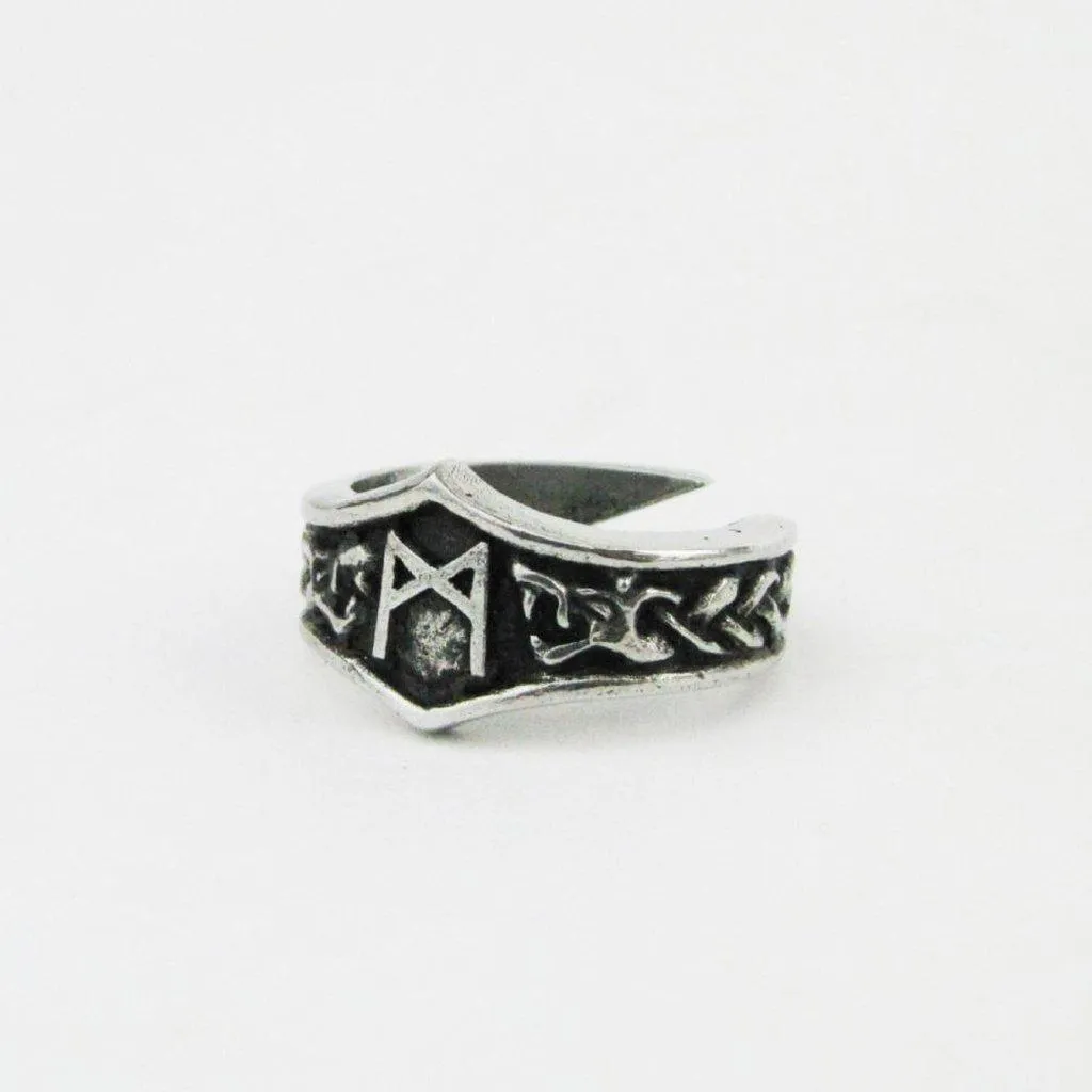 Asgard Mannaz Letter M Rune Ring - Adjustable