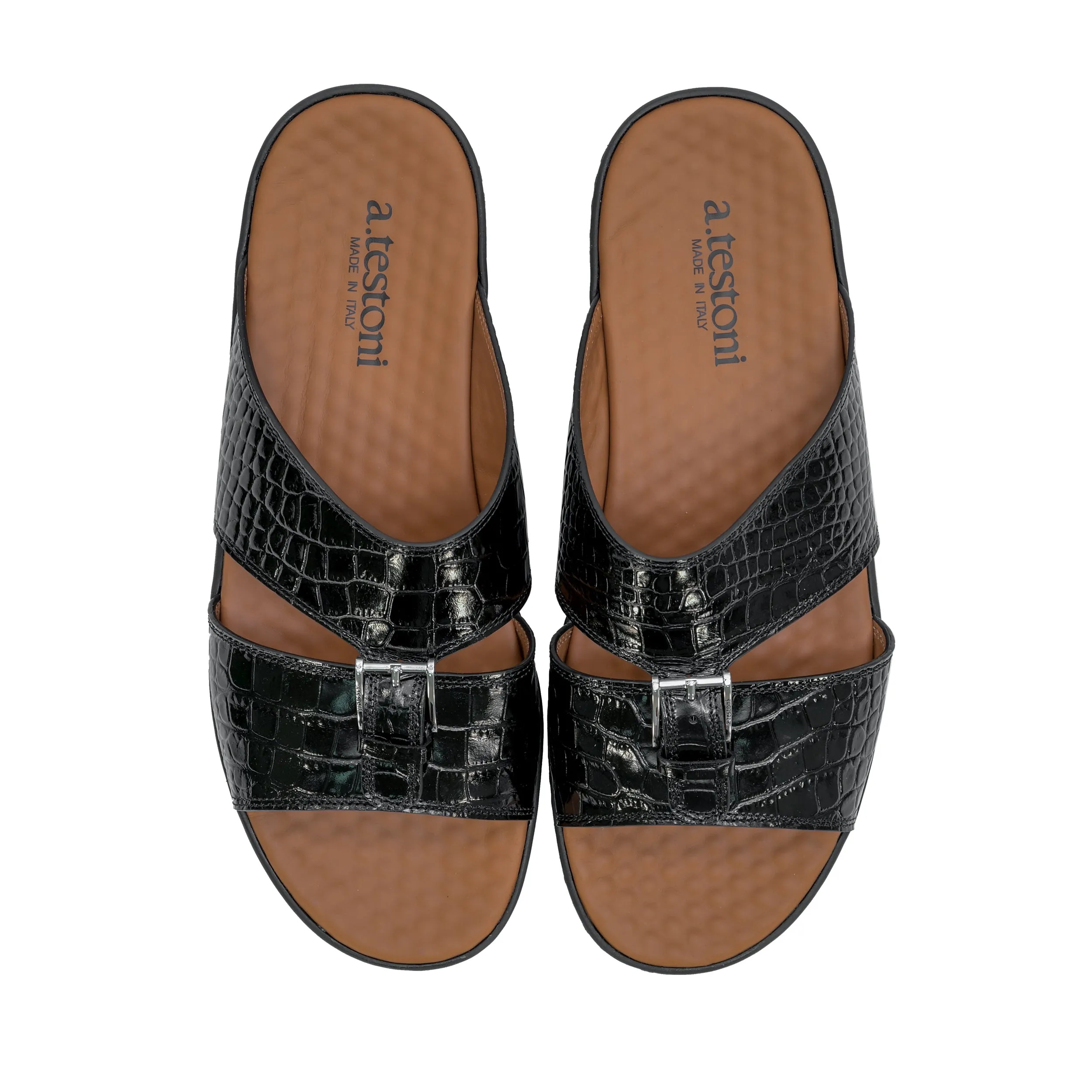 A.Testoni Sandal Aeb Black Pr Crocodile