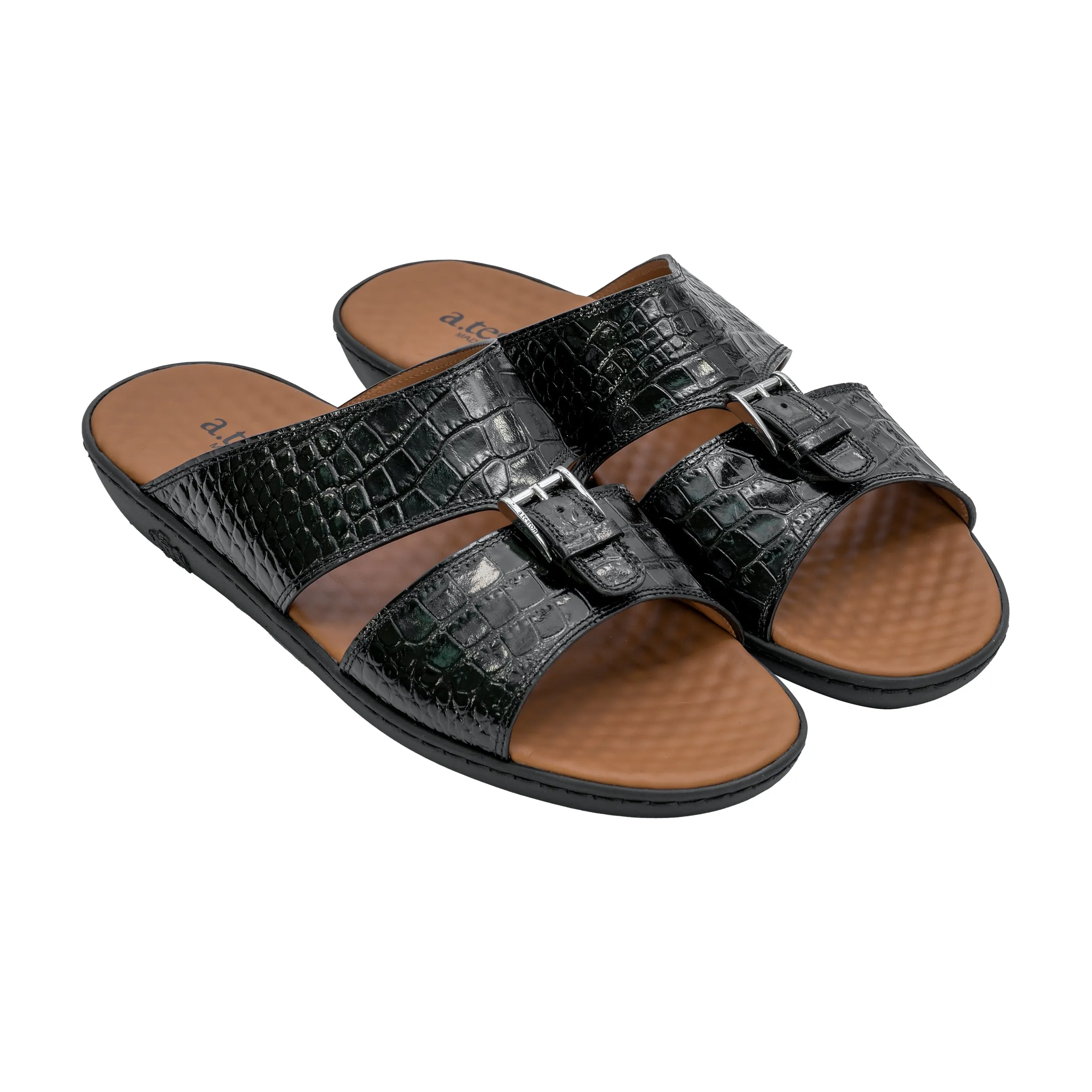 A.Testoni Sandal Aeb Black Pr Crocodile