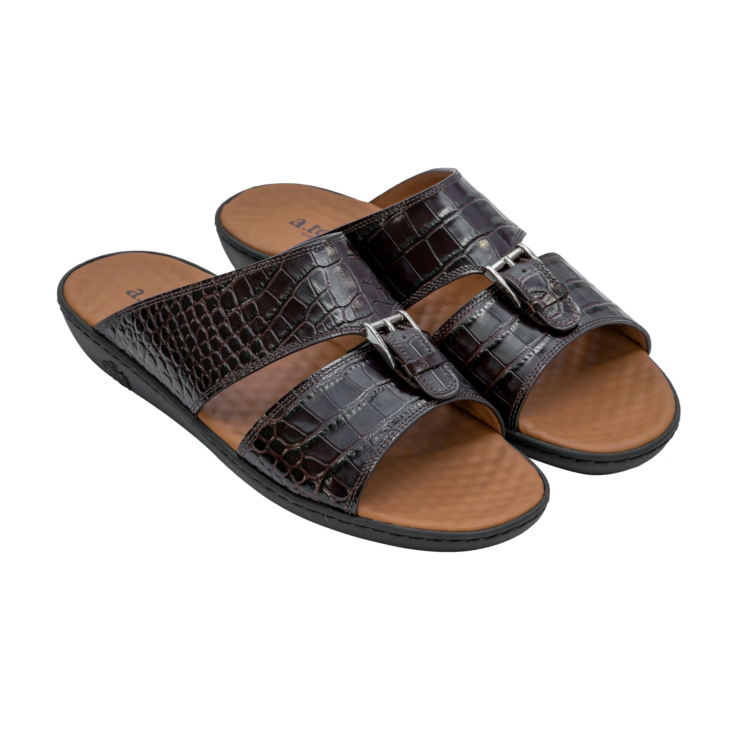 A.Testoni Sandal Aeb Black Pr Crocodile