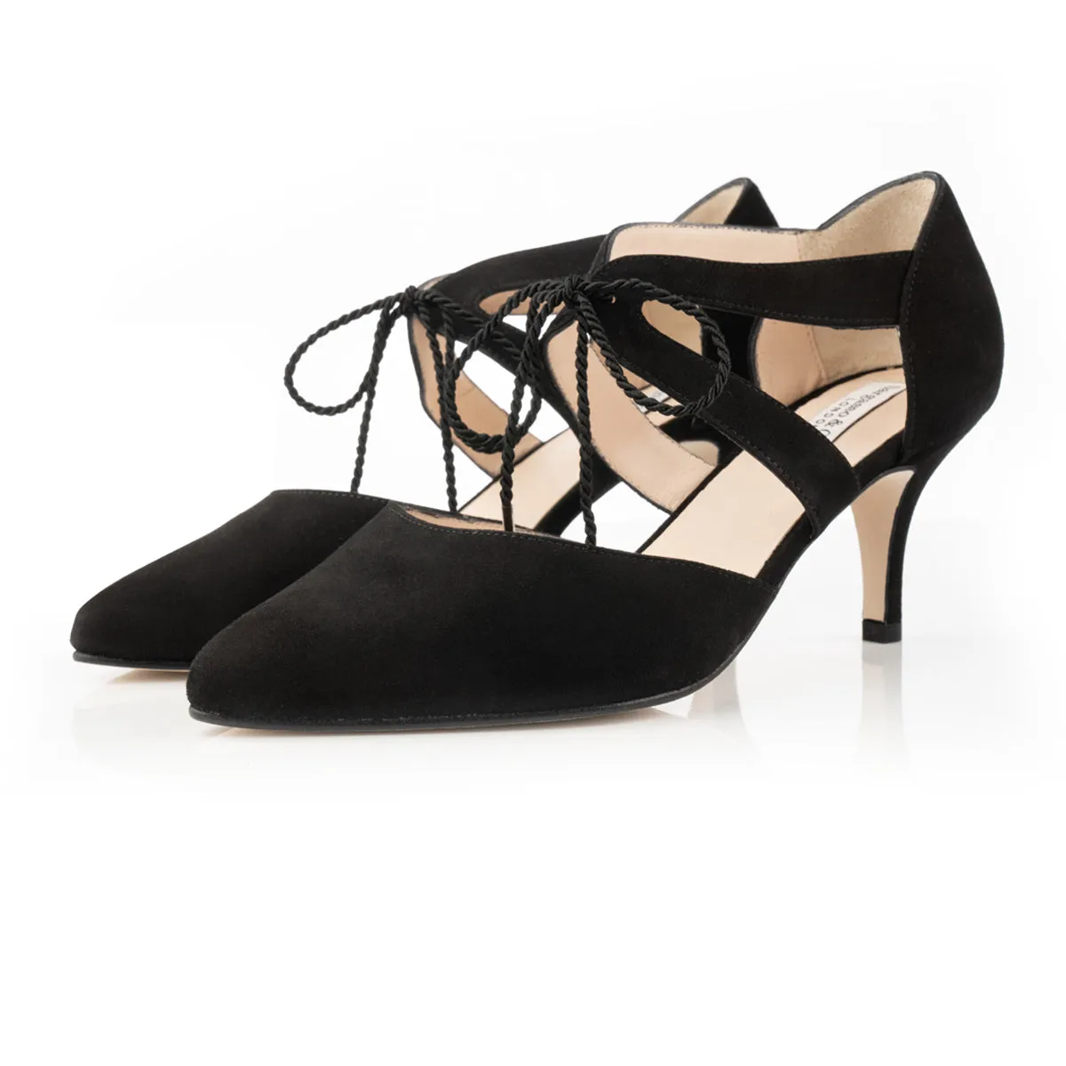 Ava Extra-Wide Fit Heels - Black Suede