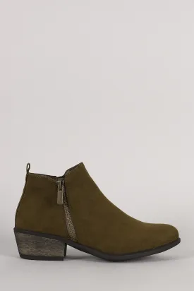 Bamboo Suede Zipper Ankle Boots