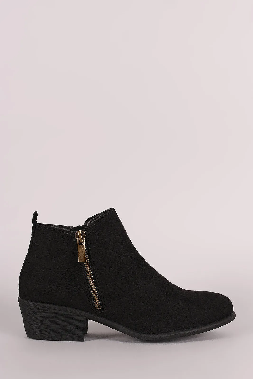 Bamboo Suede Zipper Ankle Boots