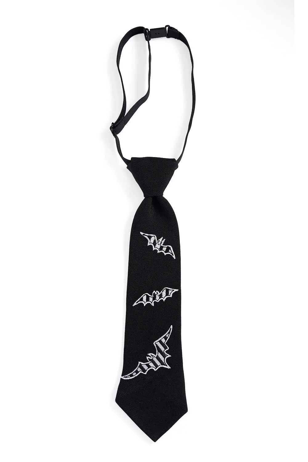 Black Bat Embroidered Neck Tie by Banned