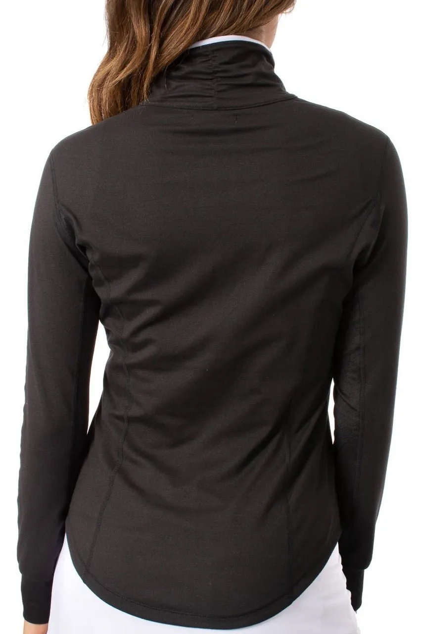 Black Contrast Quarter Zip Pullover