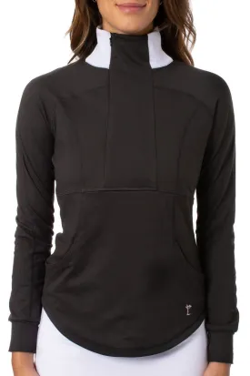 Black Contrast Quarter Zip Pullover