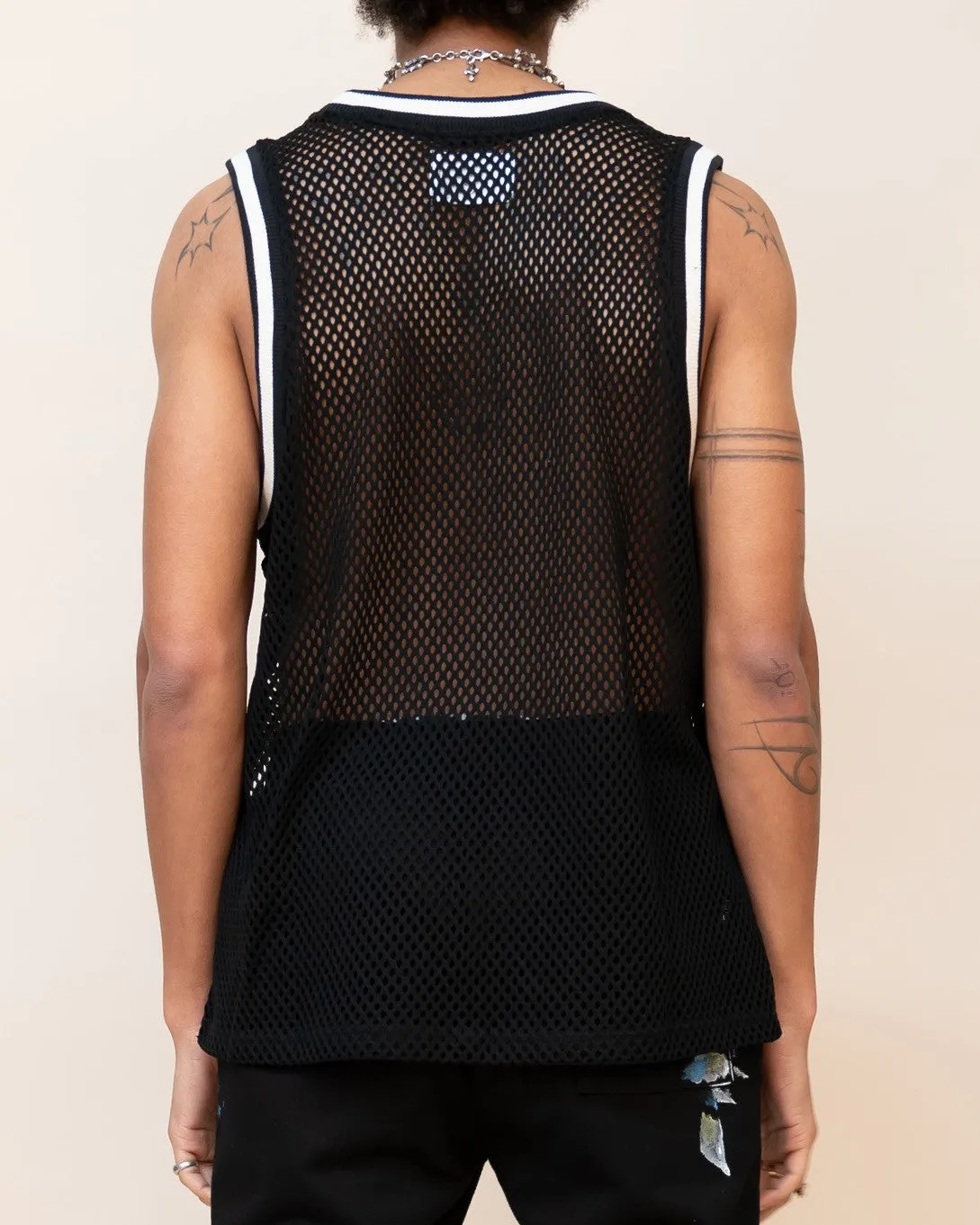 Black Crochet Net Tank Top