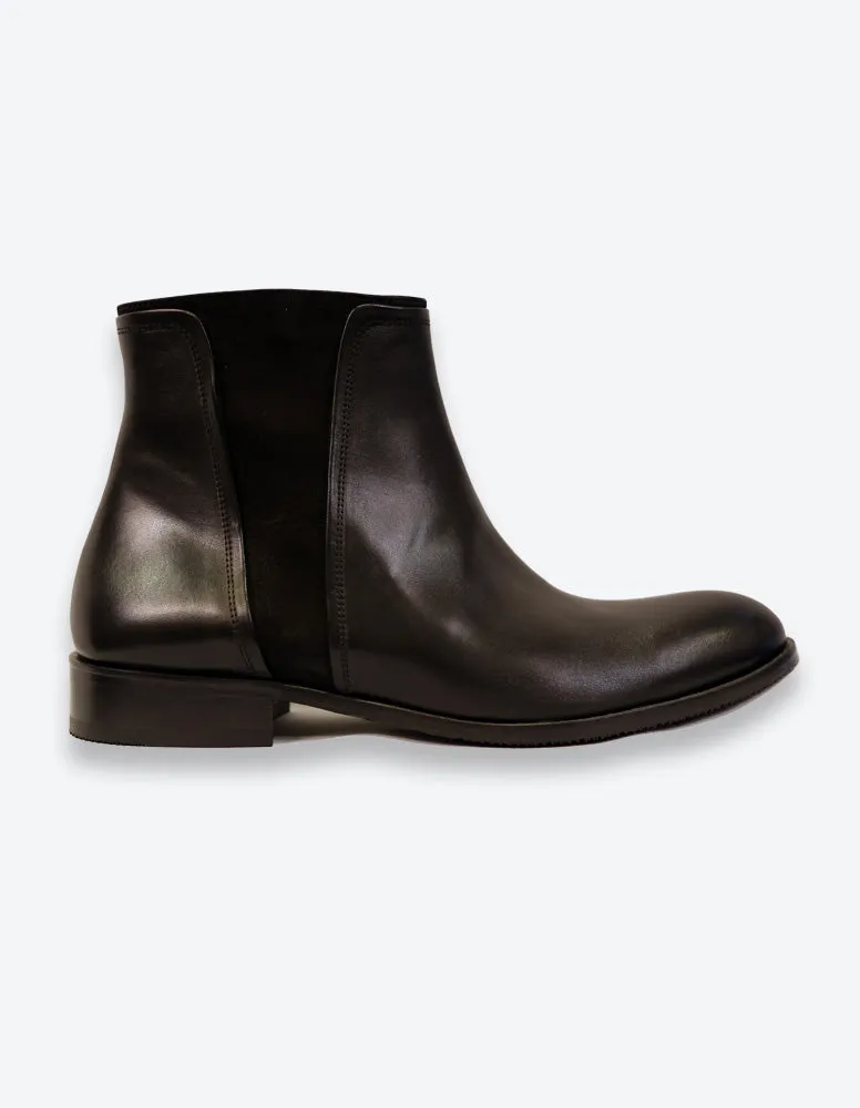 Black Leather-Suede Chelsea Boots