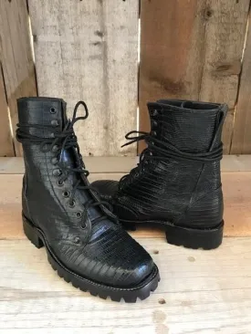 Black Lizard Combat Boot Tres Outlaws Women's