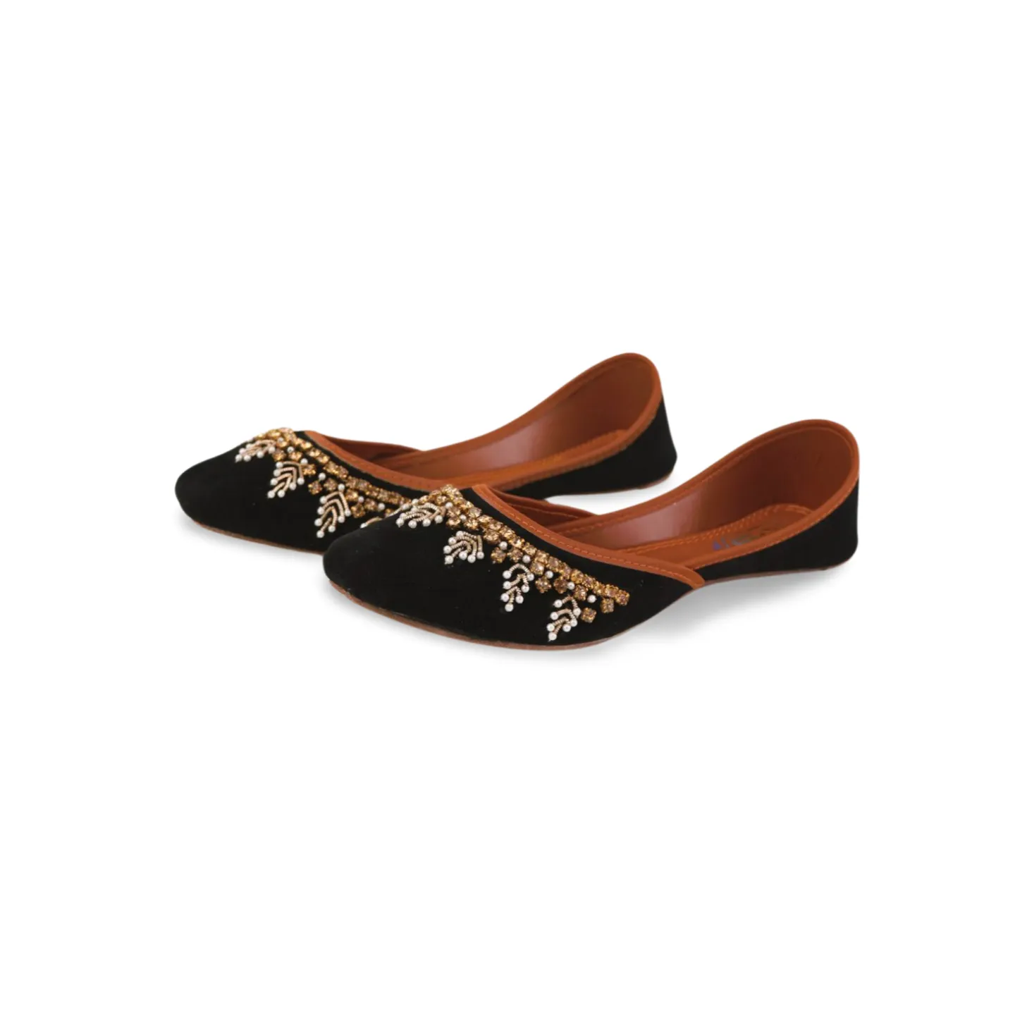 Black Velvet Embellished Khussa Jutti for Women - Handmade Punjabi Khussa