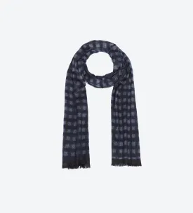 Blue Grey Checkerd Scarf