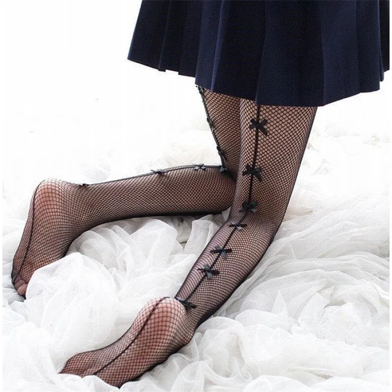 Bow Tie Fishnet Cute Hollow Pantyhose