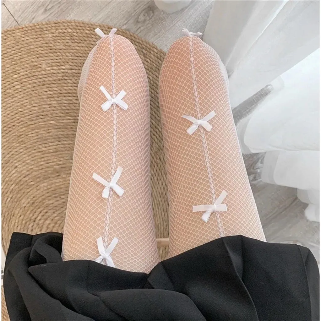 Bow Tie Fishnet Cute Hollow Pantyhose