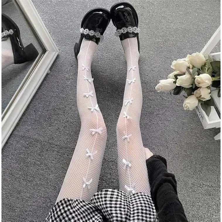 Bow Tie Fishnet Cute Hollow Pantyhose