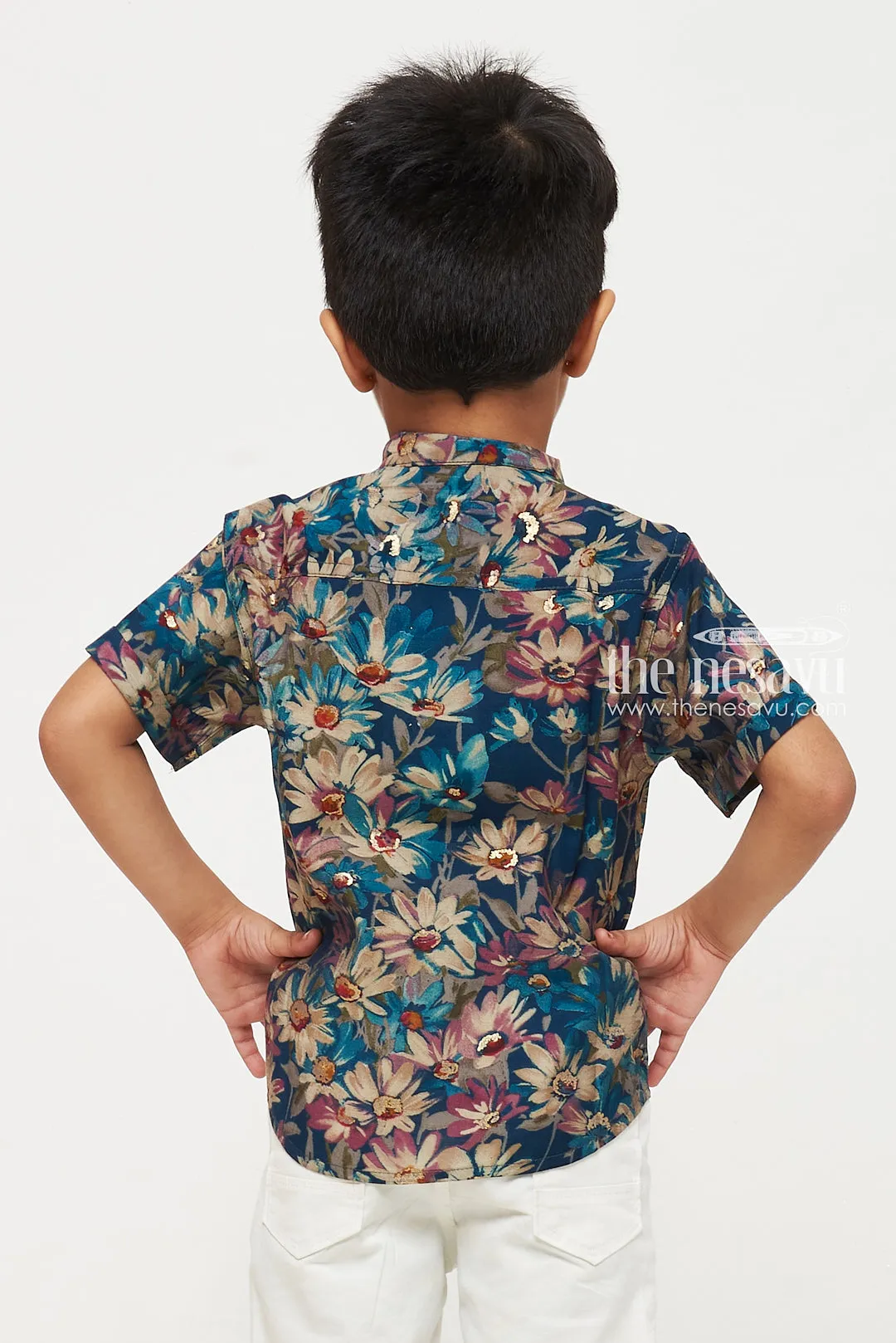 Boys Chanderi Floral Shirt - Premium Quality and Fashionable Design