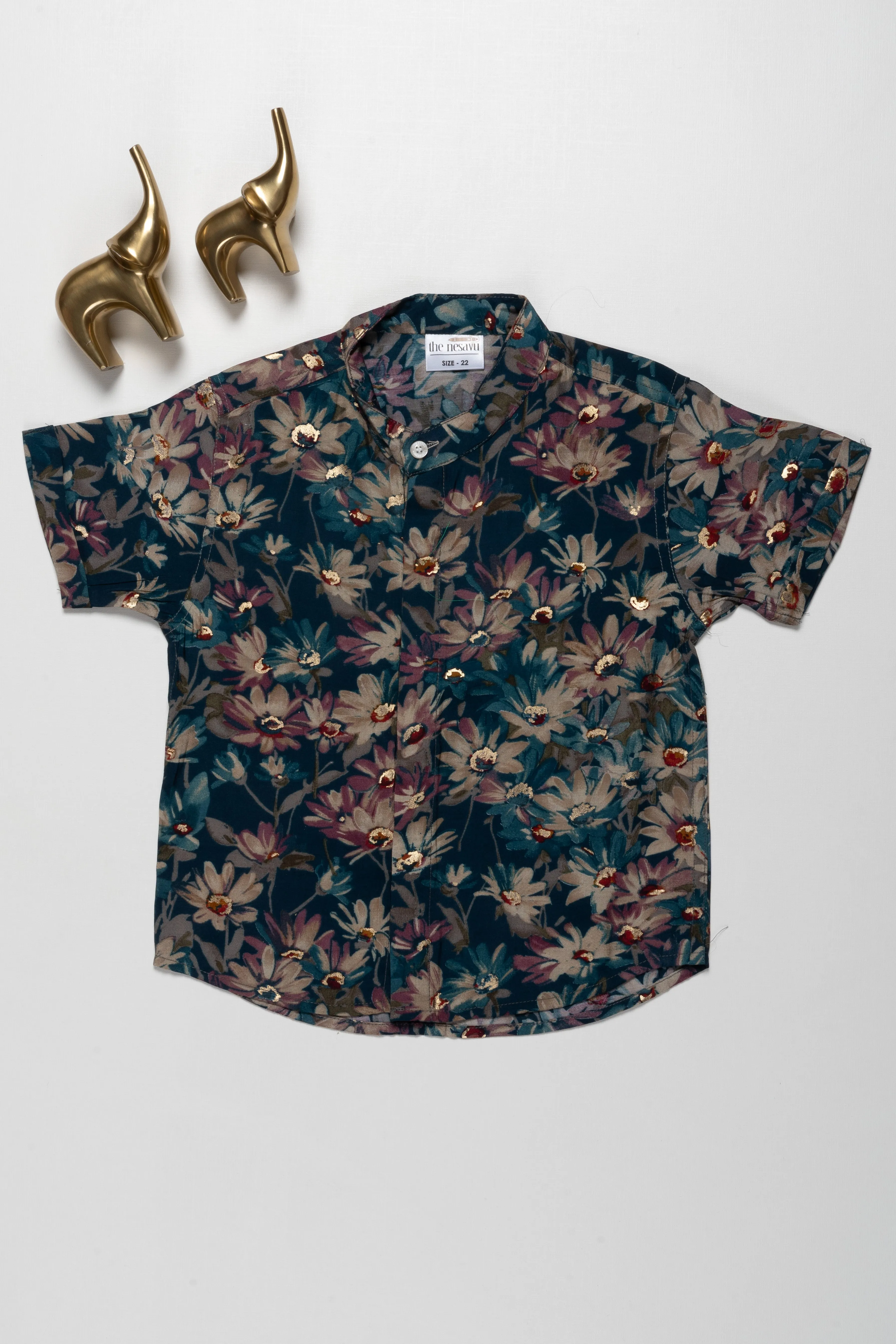 Boys Chanderi Floral Shirt - Premium Quality and Fashionable Design