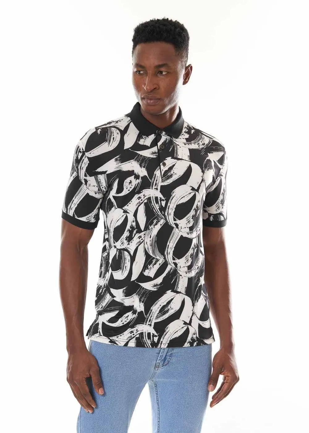 CIRCULAR ABSTRACT MEN'S POLO SHIRT