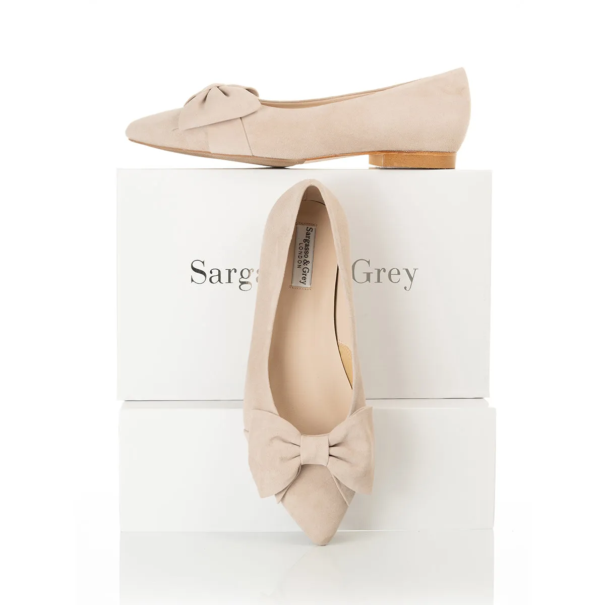 Dionne Extra-Wide Fit Flats - Beige Suede