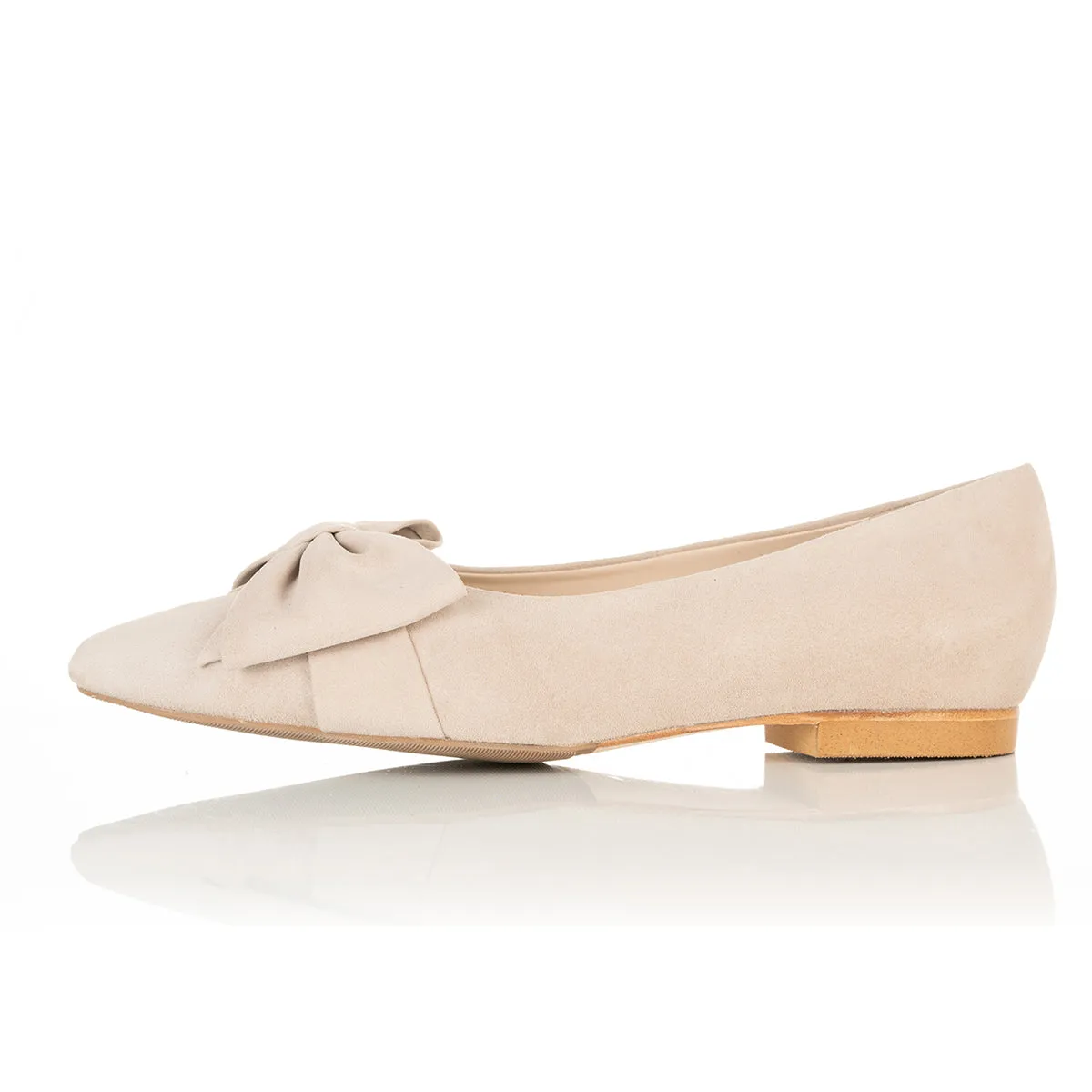 Dionne Extra-Wide Fit Flats - Beige Suede