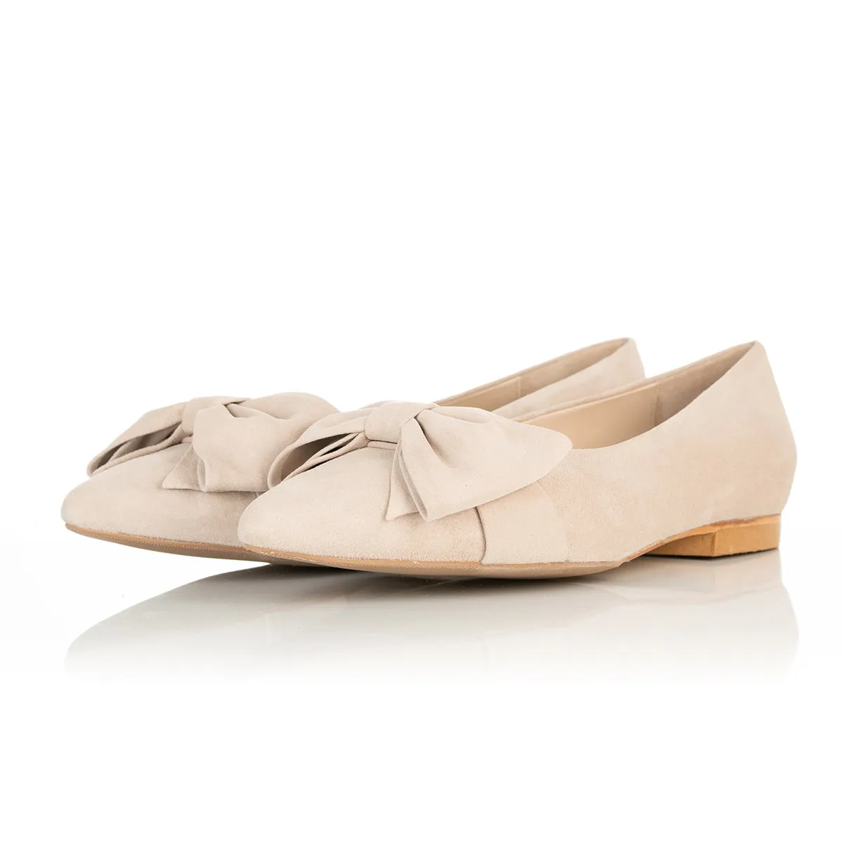 Dionne Extra-Wide Fit Flats - Beige Suede