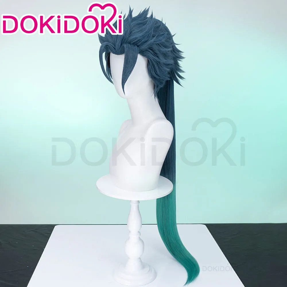 DokiDoki Game Wuthering Waves Cosplay Ji Yan Wig/ Ear Clip Long Straight Blue Green Hair Jiyan