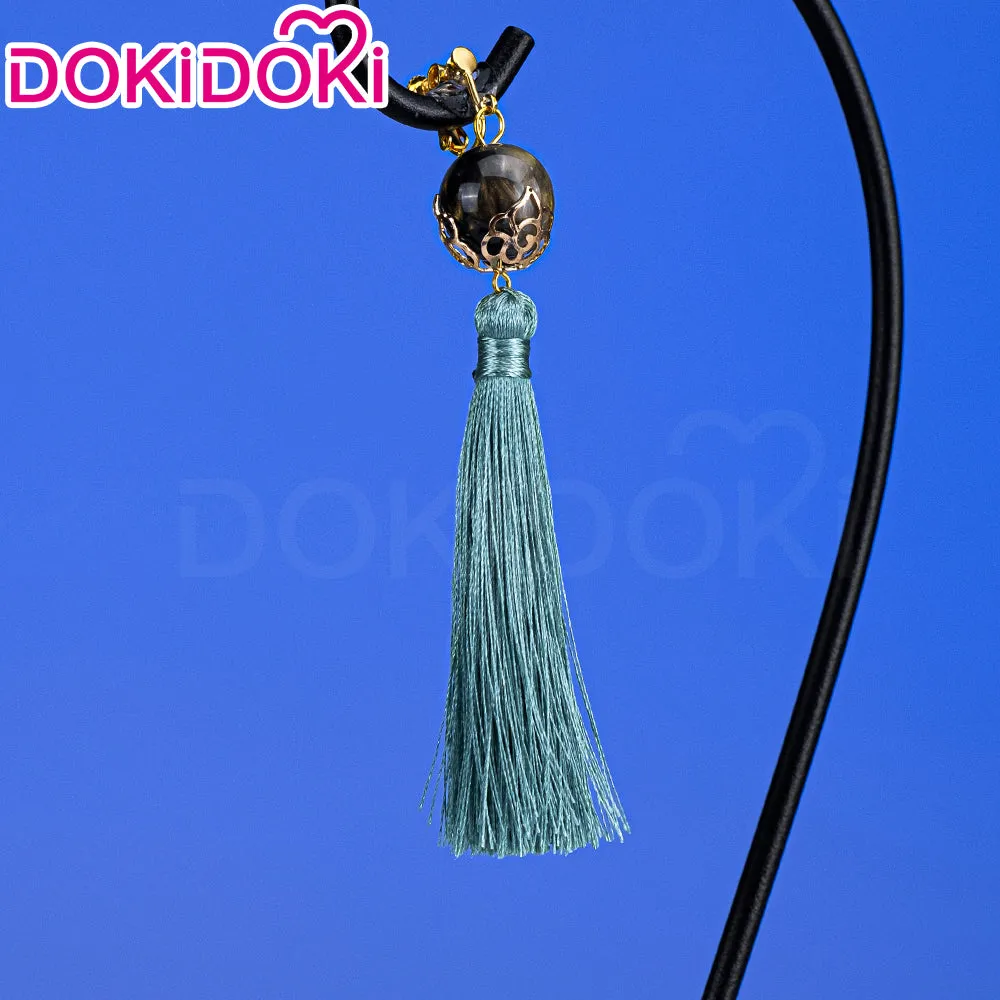 DokiDoki Game Wuthering Waves Cosplay Ji Yan Wig/ Ear Clip Long Straight Blue Green Hair Jiyan