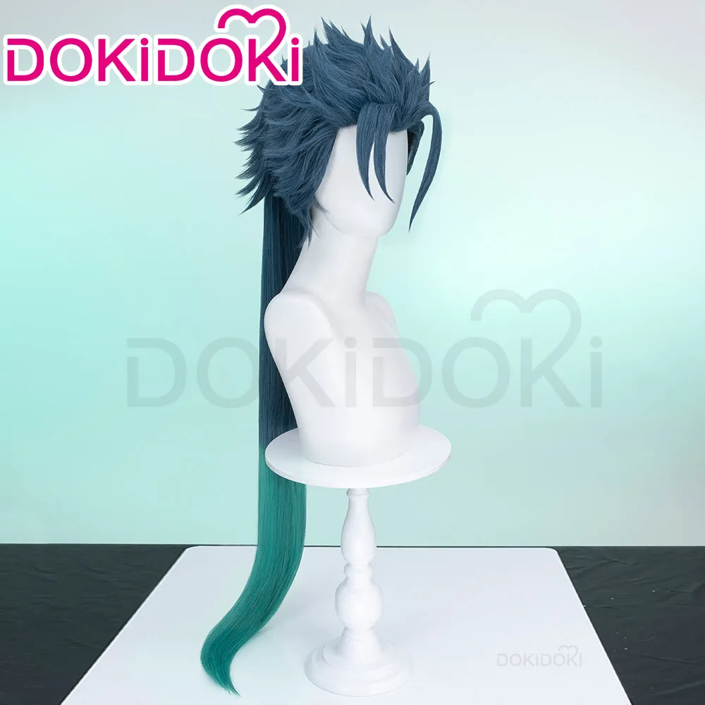 DokiDoki Game Wuthering Waves Cosplay Ji Yan Wig/ Ear Clip Long Straight Blue Green Hair Jiyan