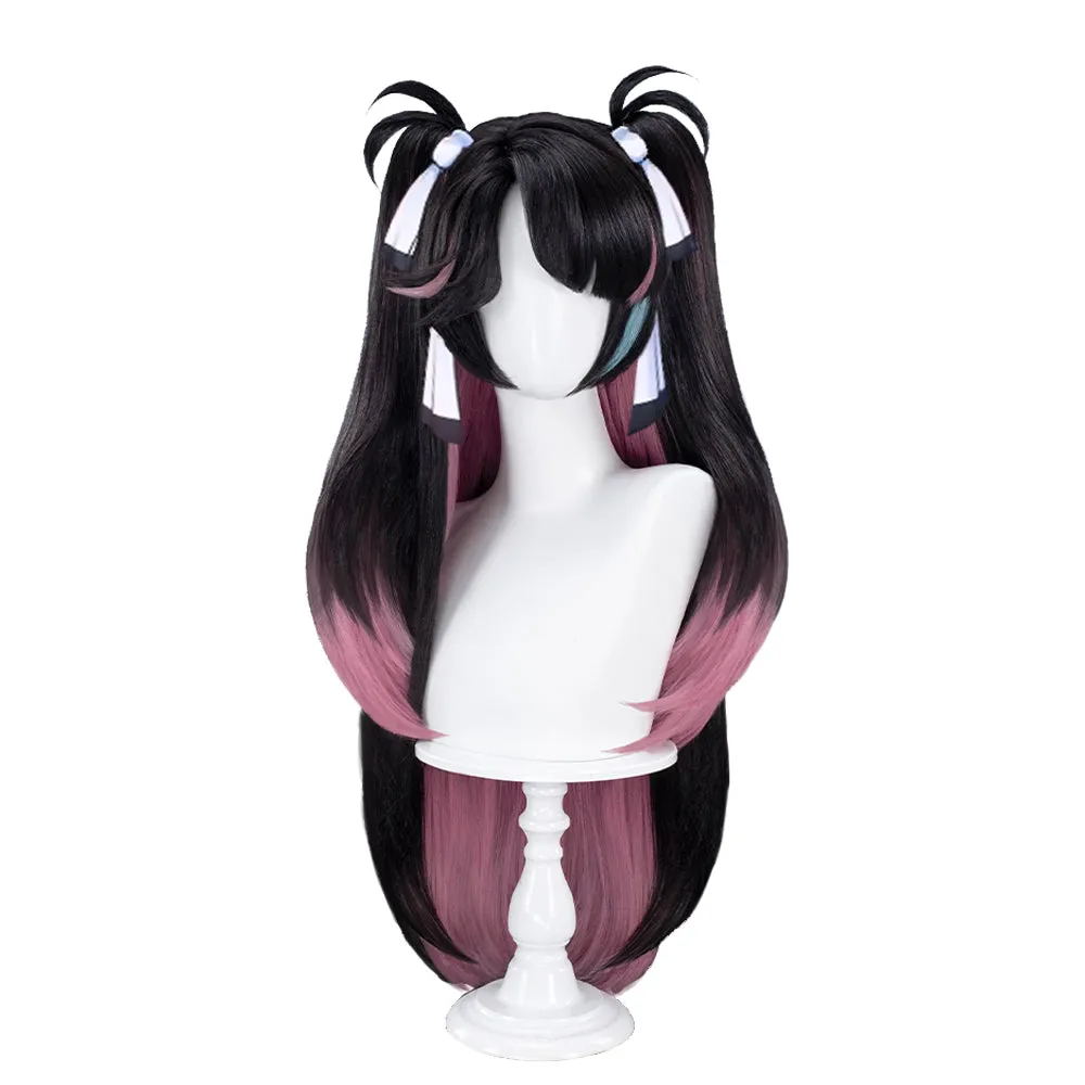 DokiDoki Game Wuthering Waves Cosplay Zhe Zhi Wig Long Straight Black Pink Hair Zhezhi