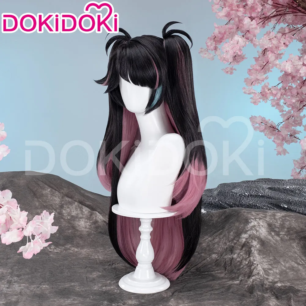 DokiDoki Game Wuthering Waves Cosplay Zhe Zhi Wig Long Straight Black Pink Hair Zhezhi